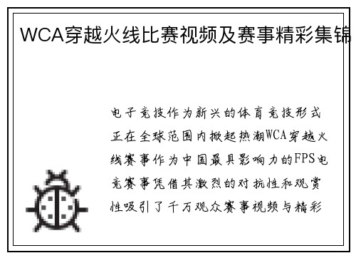 WCA穿越火线比赛视频及赛事精彩集锦